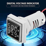 LED Display Voltmeter, Voltage Tester Current Detector Square 22mm Dual Display Panel Voltmeter Ammeter AC 0-100A 60-500V Meter Indicator (White) Hyuduo