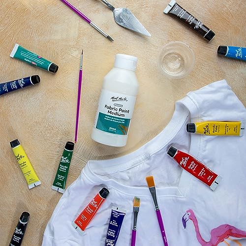MONT MARTE Fabric Paint Medium Premium (8.5 US fl.oz), Textile Medium For Fabric Painting, Easy to Use, Prevents Flaking, Ideal for Clothes and MONT MARTE