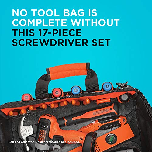 BLACK+DECKER Magnetic Screwdriver Set, 17-Piece (BDHT65003) BLACK+DECKER
