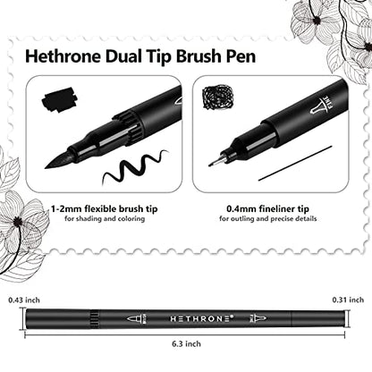 Hethrone Black Markers for Drawing - Marker Pens Brush Pens for Artist –  WoodArtSupply