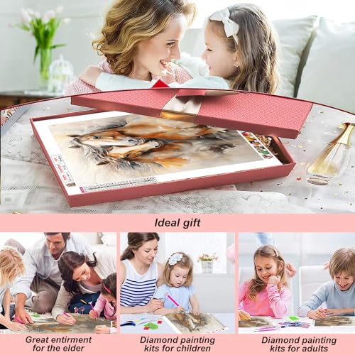 Stalente Diamond Painting Kits for Adults, Horse Round Full Drill Diamond Art Kits, 5D DIY Paint with Diamonds Crafts for Home Wall Decoration Gifts Stalente