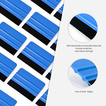 Gomake 20 Pack Vinyl Squeegee with 20PCS Squeegee Felt Fabric for Tint Film Decal Squeegee Application Tool Vinyl Wrap Installation Wallpaper Smooth