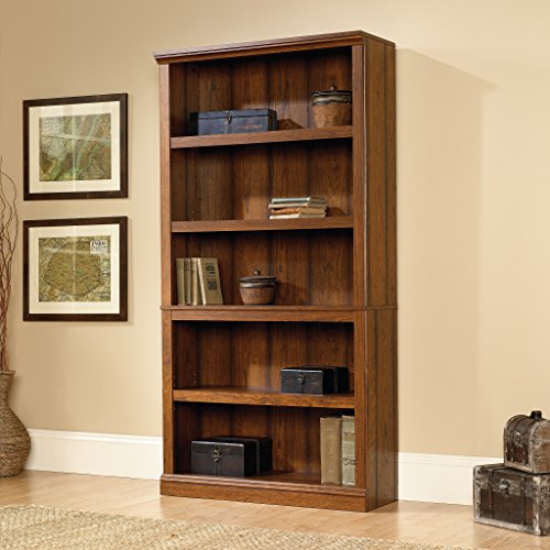 Sauder Miscellaneous Storage 5 Bookcase/Book Shelf, L: 35.28" x W: 13.23" x H: 69.76", Washington Cherry finish - WoodArtSupply