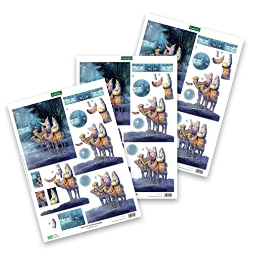 Katy Sue Nativity-Themed Paper Tole 3D Die Cut Decoupage Selection Pack. Contains 12 Die-Cut Sheets in Letter Size (4 Designs, 3 Copies of Each Katy Sue