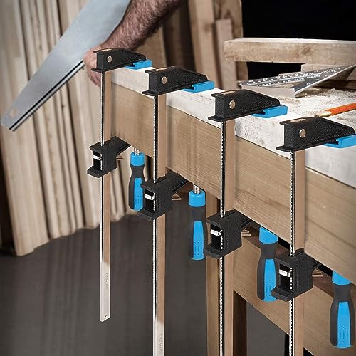 FASTORS Bar Clamps for Woodworking 12 Inch,4 Pack Wood Clamps Adjustable and Release Quickly,Woodworking Clamps Throat Depth 2.5 Inch,Serrated Steel