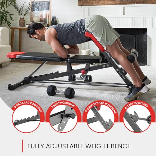 Finer Form Multi-Functional FID Weight Bench for Full All-in-One Body Workout – Adjustable weight bench for Hyper Back Extension, Roman Chair, Sit up FF Finer Form