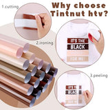 Tintnut HTV Vinyl - 16 Sheets 12 X 10inches Heat Transfer Vinyl Nude Vinyl Bundle Brown HTV Iron On Vinyl for T-Shirts DIY Compatible with Cricut Or Tintnut