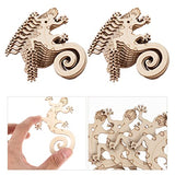 Sewroro Wooden Toys Wooden Flowers 50 Sets Wooden Lizard Cutout Lizard Shape Unfinished Wood Craft Cutouts Wood Gecko to Paint with Ropes for Arts Sewroro