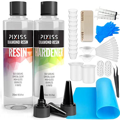 Epoxy Resin Kit Epoxy Resin Molds Silicone Kit Bundle | Pixiss Easy Mix 1:1 (17-Ounce Kit) | Epoxy Resin Mixing Cups and Supplies for Tumblers, - WoodArtSupply