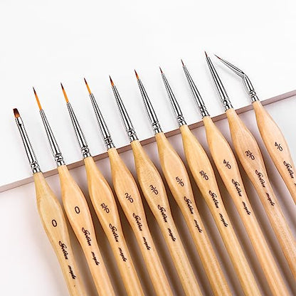 Miniature Paint Brushes,10pcs Micro Detail Paint Brush Set，Small Thin Paintbrush for Acrylic, Watercolor, Oil, Craft, Models, Warhammer 40k Line - WoodArtSupply