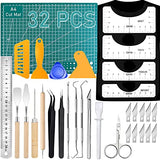 32Pack Vinyl Weeding Tools with T-Shirt Alignment Ruler Kit, Weeding Tools for Vinyl, Vinyl Weeding Tools Kit for Weeding Vinyl, DIY Christmas Gifts, Sanviatime