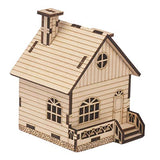 PartyKindom 1 Set DIY Music Box Wood House Figurines Christmas Village Scene Kids DIY Materials Unfinished Wood Xmas House Wooden Toys Educational PartyKindom