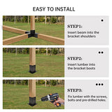 Grehitk Pergola Kit with Brackets 3-Way Right Angle Corner Bracket Woodworks DIY Post Base Kit, Wooden Beams for Gazebos, Patio Pergolas, Log Cabin Grehitk