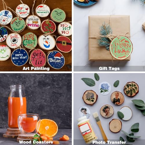 Collabell Natural Wood Slices, Wooden Arts and Crafts Kits for Kids Adults, 20PCS Unfinished Wood Slices Painting kit with Letter Numbers Xmas Collabell