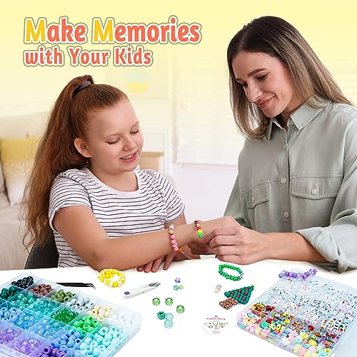 Dowsabel Bracelet Making Kit, 48 Colors Pony Beads Friendship Bracelet Kit Letter Beads Heart Beads for Jewelry Making, DIY Arts and Crafts Gifts for Dowsabel