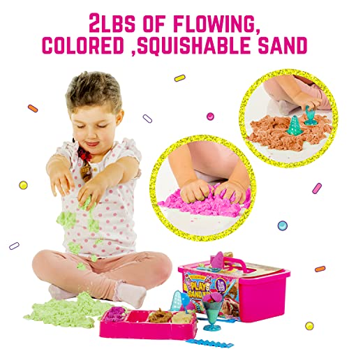 GirlZone Ice Cream Shop Play Sand for Kids, Kids Sand Kit with Sand Ice Cream Toy and 2lbs Sensory Play Sand for Kids, for Girls 8-12 - WoodArtSupply