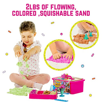 GirlZone Ice Cream Shop Play Sand for Kids, Kids Sand Kit with Sand Ice Cream Toy and 2lbs Sensory Play Sand for Kids, for Girls 8-12 - WoodArtSupply