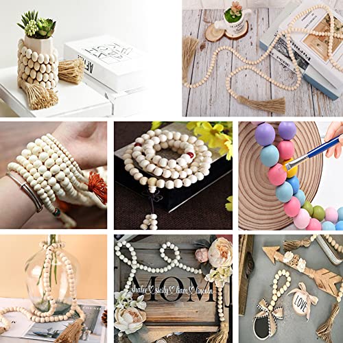 WLIANG 800 Pcs 10mm Natural Wood Beads, Unfinished Round Bulk Spacer Wooden Beads for DIY Crafts, Garlands Farmhouse Holiday Decor, Jewelry Bracelet WLIANG