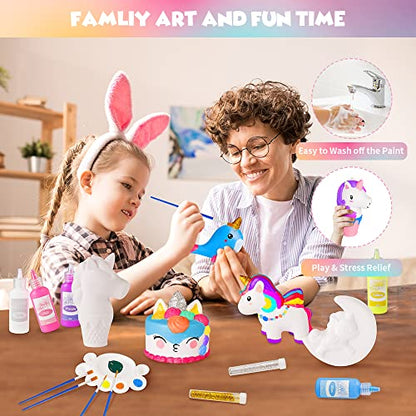 Officygnet Unicorn Painting Kits, Arts and Crafts for Kids Ages 4-8+, Arts Supplies with 5 Cute Unicorns Toys, Ideal Christmas Birthday Easter Gift