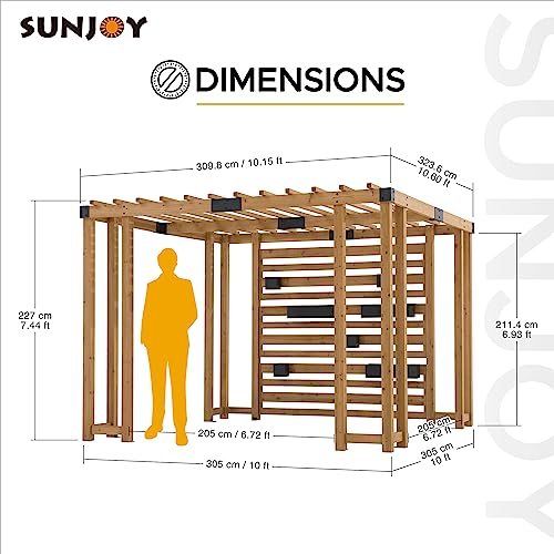 Sunjoy Wood Pergola 10 x 10.5 ft. Cedar Framed Pergolas with Adjustable Hanging Planters by SummerCove - WoodArtSupply