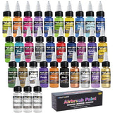 Airbrush Paint - 30 Colors with 3 Thinner, Ready to Spray Airbrush Paint Set, Water-Based Acrylic Air brush Paints for Metal, Plastic Models, Canvas, HOMY ARTY