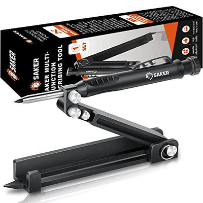 Saker Multi-function Scribing Tool- Construction Pencil- Aluminum Alloy Scribe Tool with Deep Hole Pencil,DIY Woodworking Scribe Gauge Scriber Line