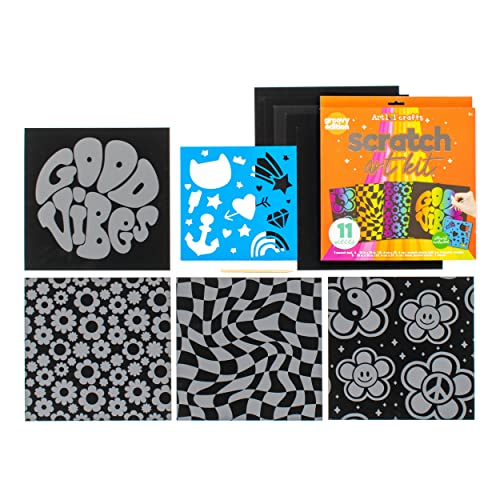 Art 101 USA Crafts 3 Pack Scratch Art Kit with 33 Pieces, Multi - WoodArtSupply