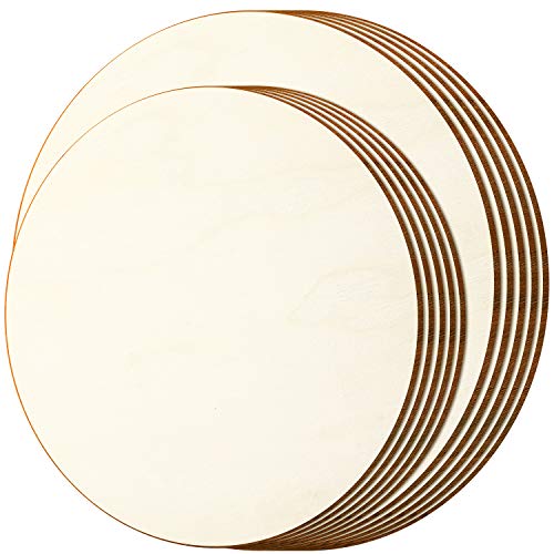 10 Pieces 6 Inch/ 8 Inch Unfinished Wooden Circles Round Wood for Crafts Christmas Blank Slices Discs for DIY Crafts Hanging Ornaments Painting and