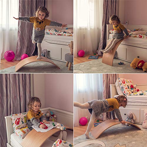 Montessori Wooden Wobble Board for Kids & Adults - 35" & 100% Natural Wood Balance Board, Toddler Balancing Toy, Unique Boys & Girls Open Ended Toys nutty toys