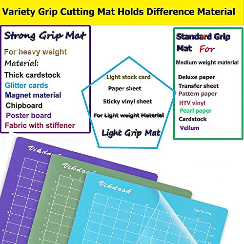 VIKDOOK Cutting Mat for Cricut Joy 4.5” X12” 4.5”X6.5” Variety Grip Sticky Cutting Mat Pack Blue Light Grip Green Standard Grip Purple Strong Grip 6 - WoodArtSupply