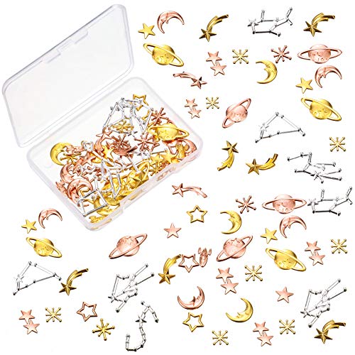 Cosmos Themed Resin Fillers and Resin Fillers Moon Star Resin Charms Alloy Epoxy Resin Supplies (Gold, Silver, Rose Gold, 82 Pieces) - WoodArtSupply