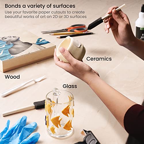 Arteza Decoupage Glue Craft Kit, 1 Gloss-Finish Glue and 1 Matte-Finish Glue, 8-oz Bottles, Foam Brushes, Plastic Spreader Tools, Gloves, Art ARTEZA