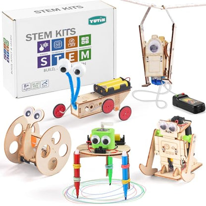 STEM Kits for Kids Ages 8-10-12, Robot Building Crafts Kit for Boys Age 6-8, Wood Science Projects, 3D Wooden Puzzles, Woodworking Model Christmas