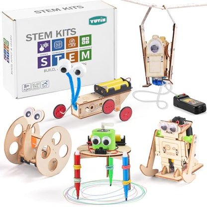 STEM Kits for Kids Ages 8-10-12, Robot Building Crafts Kit for Boys Age 6-8, Wood Science Projects, 3D Wooden Puzzles, Woodworking Model Christmas - WoodArtSupply