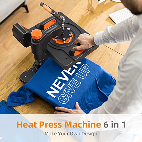 Heat Press Machine 12x15 inch 360° Swing Digital T Shirt Pressing Machine 6 in 1 Multifunction Heat Transfer Sublimation Combo for T Shirts Mugs Hat - WoodArtSupply