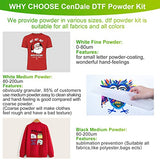 CenDale DTF Powder Kit, Includes Fine Medium, White Black Digital DTF Transfer Powder for Sublimation, Compatible with DTF and DTG Printers, DTF CenDale
