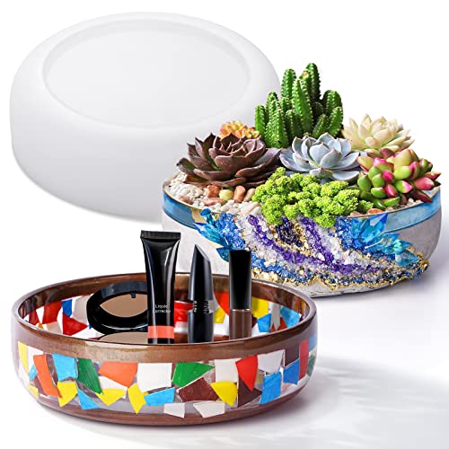 LET'S RESIN Large Epoxy Molds, 8'' for Succulent Pot, Round Silicone Molds for Casting Resin, Plaster, Concrete Cement, DIY Jewelry, Makeup Storage LET'S RESIN