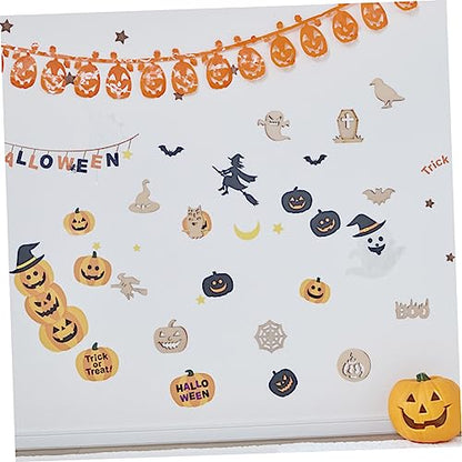 VILLCASE 300 Pcs Child Festive Unfinished Graffiti Wooden Chip Paper Cut Decorations Wood Chips Halloween Graffiti Sawdust Wood Embellishments for