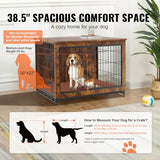 VEVOR Dog Crate Furniture, 38 inch Wooden Dog Crate with Double Doors, Heavy-Duty Dog Cage End Table with Multi-Purpose Removable Tray, Modern Dog VEVOR