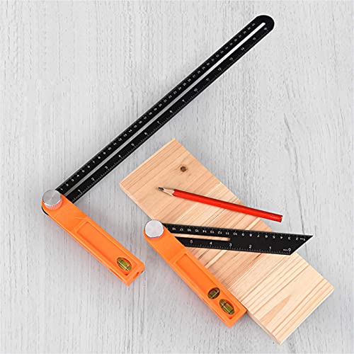 Fomgeely Horizontal Sliding T-Bevel Gauge, Level Tool, T-bevel Ruler with Horizontal and Vertical Bubble, Carpenter Squares Measuring Earthtec