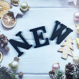 AOCEAN 4 inch Black Wood Letters Unfinished Wood Letters for Halloween Decorative Standing Letters Slices Sign Board Decoration for Craft Home Party AOCEAN