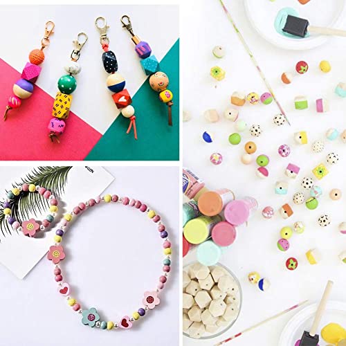 Beadthoven 100pcs 10 Shapes Natural Unfinished Wood Spacer Beads Assorted Wooden Loose Beads for DIY Jewelry Making Bracelet Keychain Home Favor BB Beadthoven