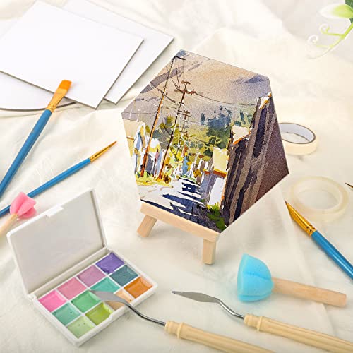 30 Packs Canvases for Painting with Palettes Mini Easels Sponges