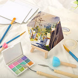 30 Packs Canvases for Painting with Palettes Mini Easels Sponges, Painting Canvas Panels Bulk for Oil Watercolor Hexagon Round Rectangle 8x10 Small PHUNTTEK