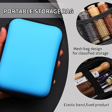 Leather Sewing Kit, Leather Working Tools and Supplies, Leather Working Kit with Large-Eye Stitching Needles, Waxed Thread, Leather Upholstery Repair MORFEN