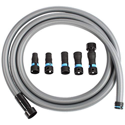 Cen-Tec Systems 94709 Quick Click 16 Ft. Hose for Home and Shop Vacuums with Expanded Multi-Brand Power Tool Adapter Set for Dust Collection, Silver Cen-Tec Systems