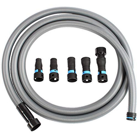 Cen-Tec Systems 94709 Quick Click 16 Ft. Hose for Home and Shop Vacuums with Expanded Multi-Brand Power Tool Adapter Set for Dust Collection, Silver Cen-Tec Systems