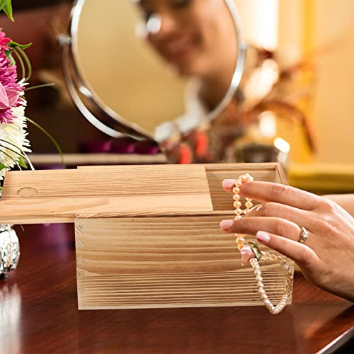 COHEALI Box Case Container for Pulling Treasure Bag Organizer Unfinished Car Chest Jewelry Out Blank Sundries Gift Brown Oil Wooden Supplies Office COHEALI