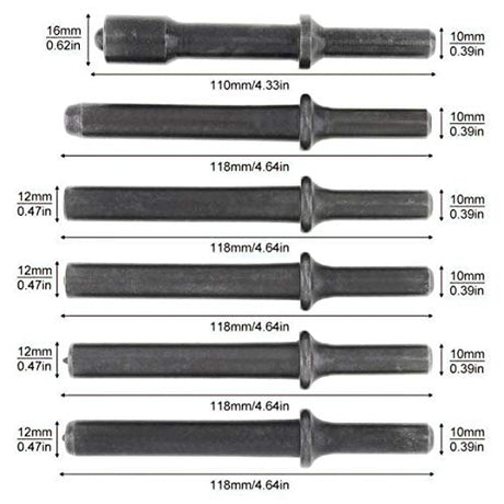 7 Pcs Air Hammer Rivet Bit Set, Dele 0.401 Shank Smoothing Pneumatic Air Rivet Hammer Tools Kit With Spring dele