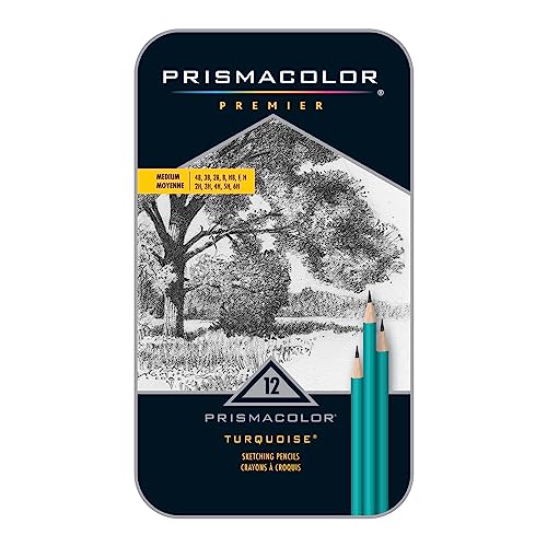 Prismacolor Premier Turquoise Graphite Sketching Pencils, Medium Leads, 12 Pack - WoodArtSupply